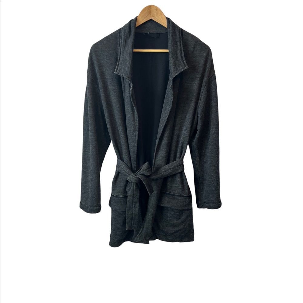 LULULEMON Charcoal Mid Weight Open Jersey Lined Toe Athletic Cardigan 8